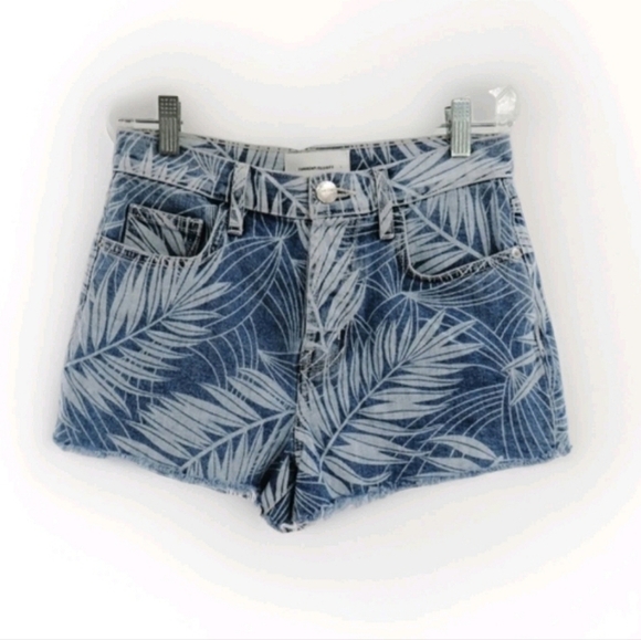 Anthro Current/Elliott Womens Size 25 Palm Print High Rise Denim Jean Shorts - Picture 1 of 14
